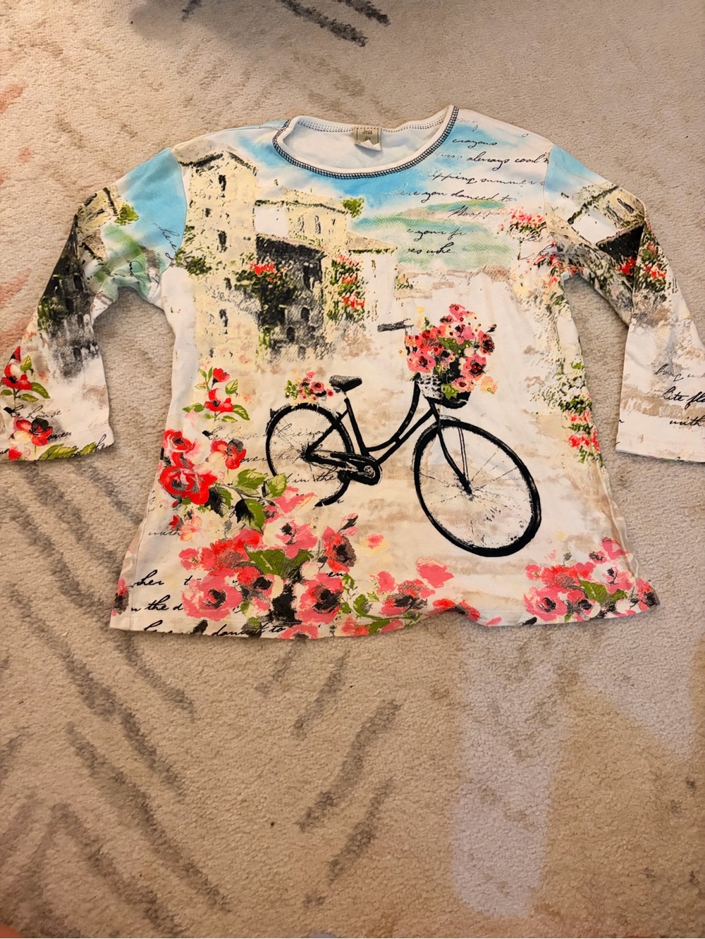 Jess and Jane y2k vintage floral euro 3/4 sleeve cotton shirt top medium